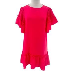 Crosby by Mollie Bunch posey ruffle dress flounce sz M pink